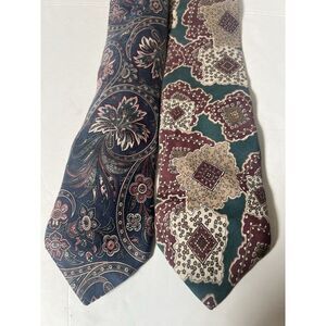 Lot 2 Vintage Christian Dior Designer Paisley Floral‎ Tie Silk